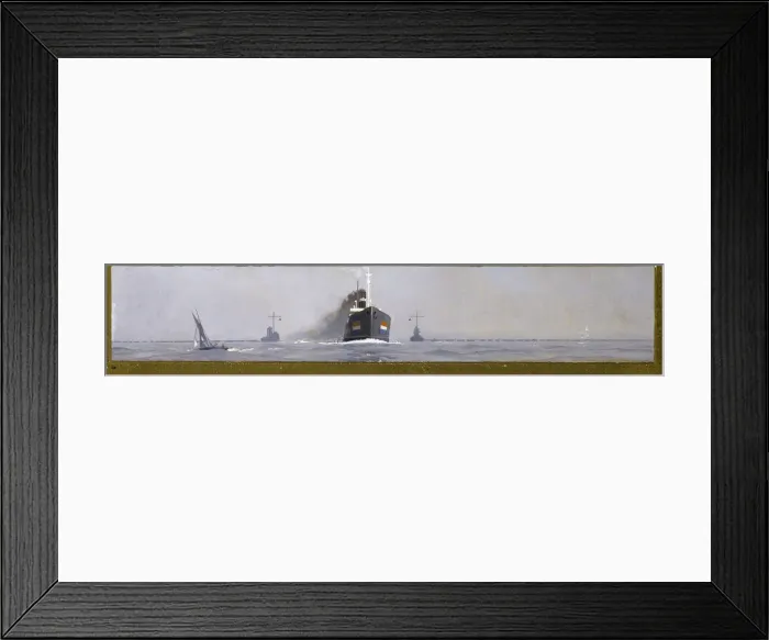 Framed Print : Freighters passing through an anti-submarine boom, WW1 Framed Print : Freighters passing through an anti-submarine boom, WW1
