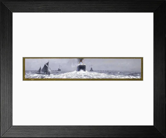 Framed Print : Freighters passing through an anti-submarine boom, WW1 Framed Print : Freighters passing through an anti-submarine boom, WW1