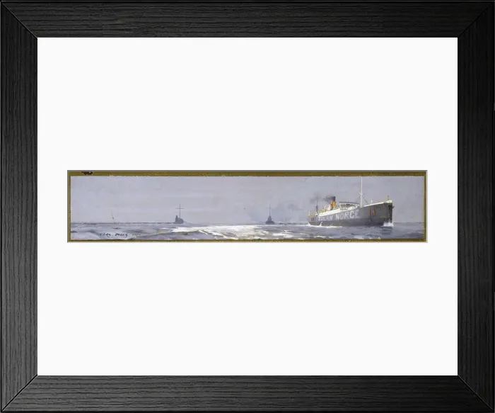 Framed Print : Freighters passing through an anti-submarine boom, WW1 Framed Print : Freighters passing through an anti-submarine boom, WW1