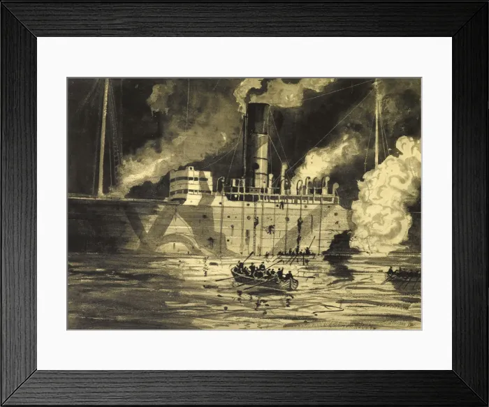 Framed Print : Convoys in Peril, by Claude Muncaster, WW1 Framed Print : Convoys in Peril, by Claude Muncaster, WW1