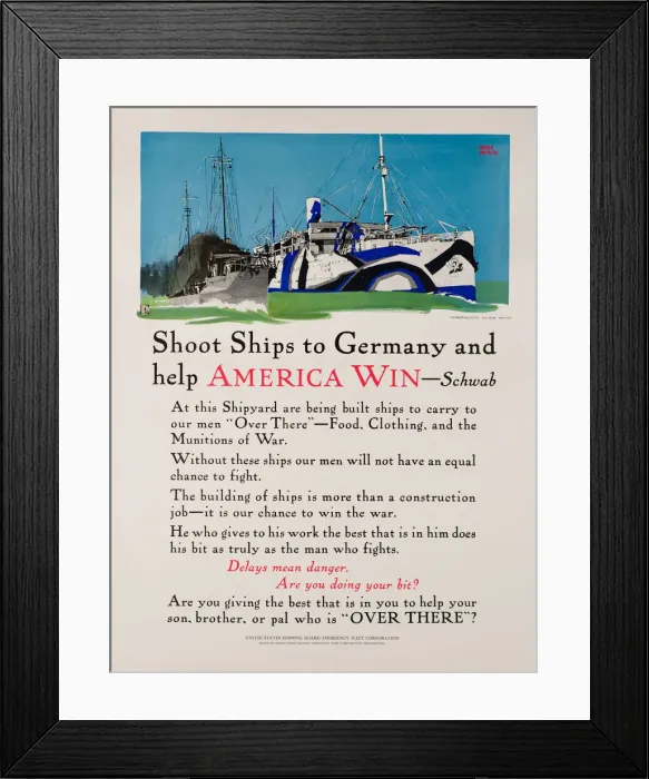 Framed Print : American poster, Shoot Ships to Germany, WW1 Framed Print : American poster, Shoot Ships to Germany, WW1