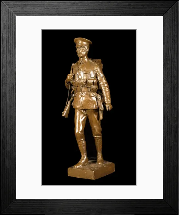 Framed Print : Statuette of British soldier in marching order, WW1 Framed Print : Statuette of British soldier in marching order, WW1
