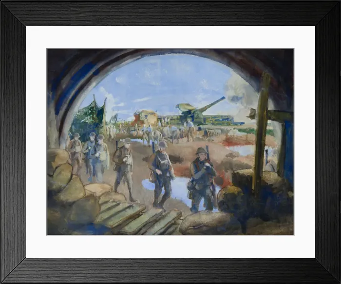 Framed Print : Breech-loading railway gun in action, France, WW1 Framed Print : Breech-loading railway gun in action, France, WW1