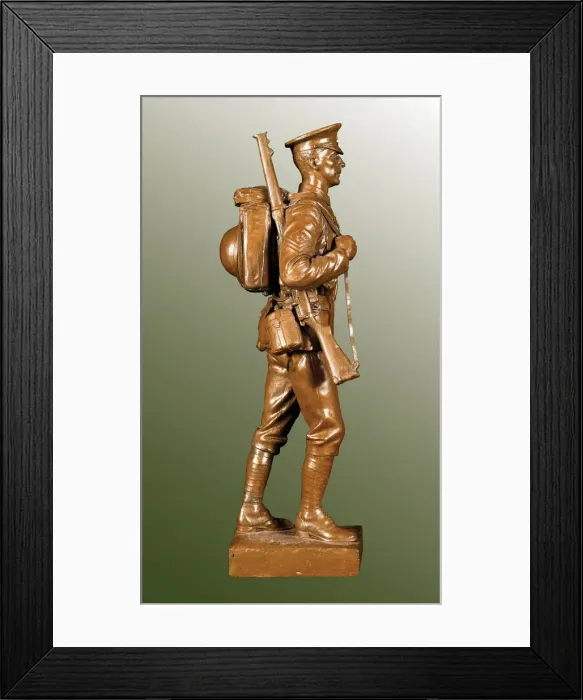 Framed Print : Statuette of British soldier in marching order, WW1 Framed Print : Statuette of British soldier in marching order, WW1