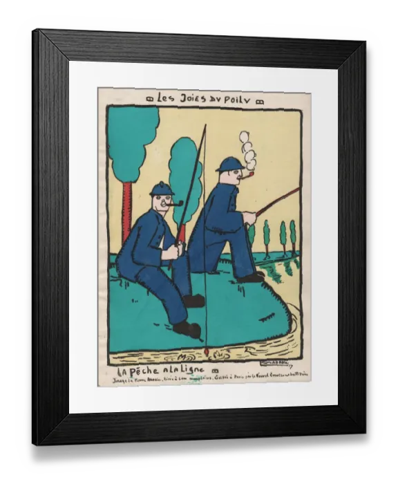 Framed Print : Cartoon, French soldiers relaxing on leave, WW1 Framed Print : Cartoon, French soldiers relaxing on leave, WW1