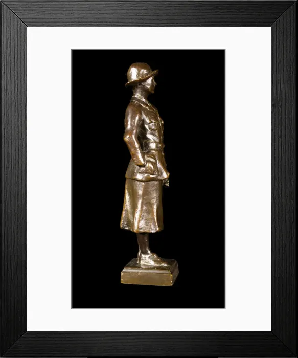 Framed Print : Bronze statuette of a WaC mechanic, WW1 Framed Print : Bronze statuette of a WaC mechanic, WW1