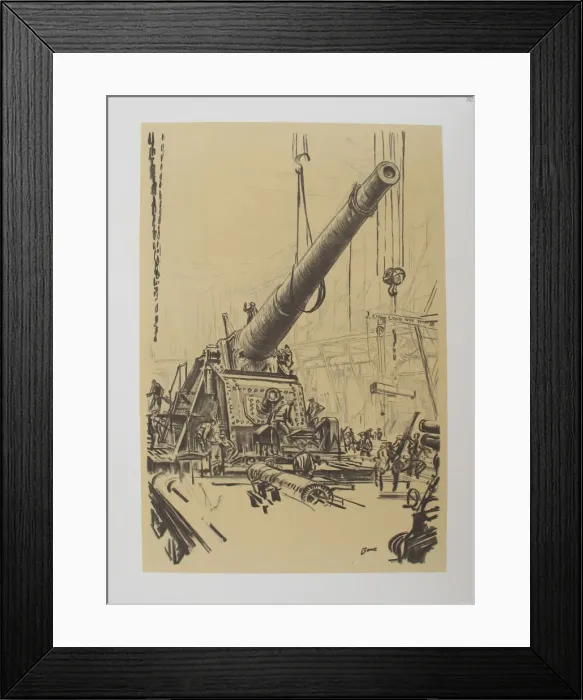Framed Print : Mounting a Great Gun, Coventry, by Muirhead Bone Framed Print : Mounting a Great Gun, Coventry, by Muirhead Bone