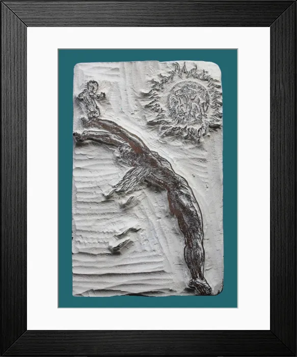 Framed Print : The Babe of Fire, original woodblock, by Frederick Carter, W Framed Print : The Babe of Fire, original woodblock, by Frederick Carter, W