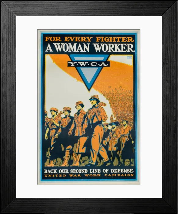 Framed Print : YWCA Poster, For Every Fighter a Woman Worker, WW1 Framed Print : YWCA Poster, For Every Fighter a Woman Worker, WW1