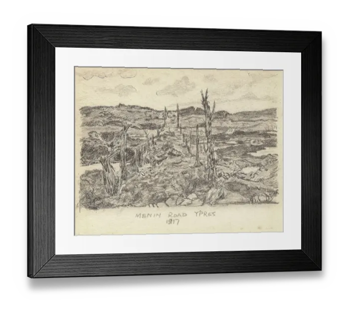 Framed Print : Menin Road, Ypres, by William Hugh Duncan Arthur, WW1 Framed Print : Menin Road, Ypres, by William Hugh Duncan Arthur, WW1
