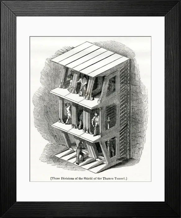 Framed Print : Three divisions of the shield of the Thames Tunnel 1825 Framed Print : Three divisions of the shield of the Thames Tunnel 1825