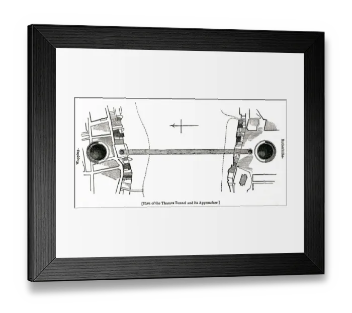 Framed Print : Plan of River Thames Tunnel and its Approaches Framed Print : Plan of River Thames Tunnel and its Approaches