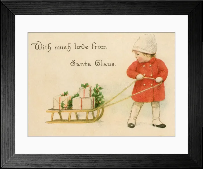 Framed Print : A sweet little girl pulling her sledge along Framed Print : A sweet little girl pulling her sledge along