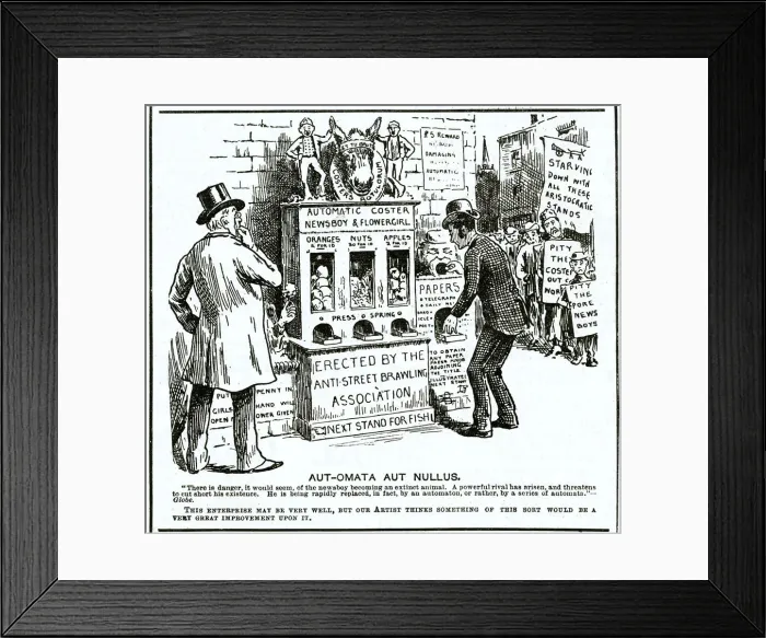 Framed Print : Automata newsboy and flower girl 1887 Framed Print : Automata newsboy and flower girl 1887