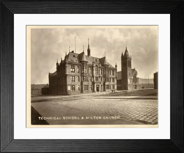 Framed Print : Technical School and Milton Church, Huddersfield Framed Print : Technical School and Milton Church, Huddersfield