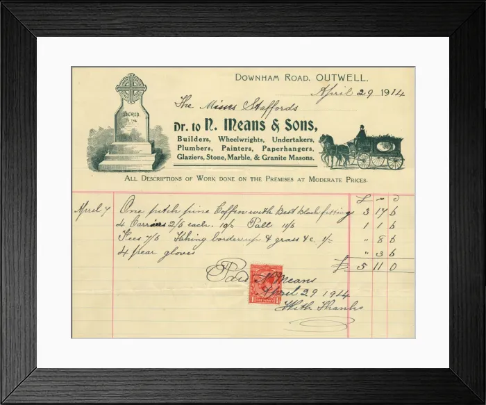 Framed Print : Stationery, N Means & Sons, Outwell, Norfolk Framed Print : Stationery, N Means & Sons, Outwell, Norfolk