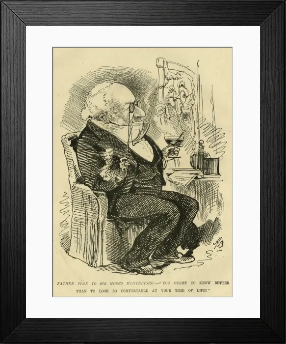 Framed Print : Cartoon, Father Time to Sir Moses Montefiore Framed Print : Cartoon, Father Time to Sir Moses Montefiore