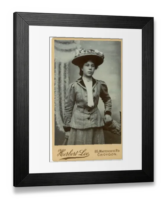 Framed Print : Carte de visite - young woman in a hat, Croydon Framed Print : Carte de visite - young woman in a hat, Croydon