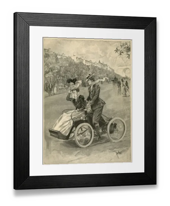 Framed Print : Motorcycle and sidecar on the Champs Elysees, Paris Framed Print : Motorcycle and sidecar on the Champs Elysees, Paris