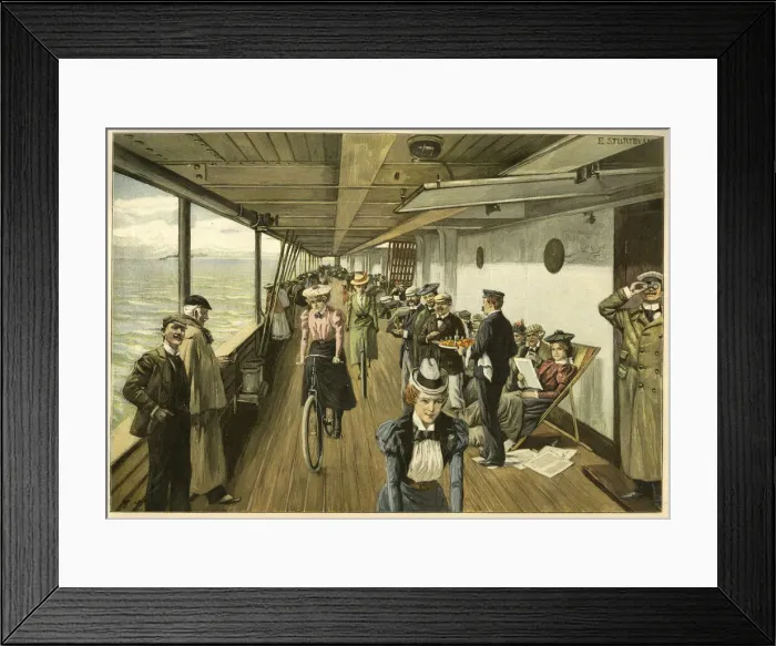 Framed Print : Women cycling on board a ship Framed Print : Women cycling on board a ship