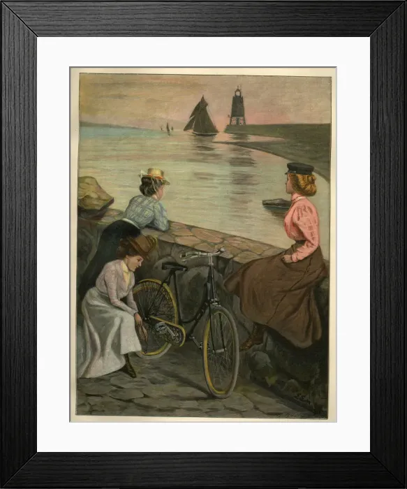 Framed Print : Evening on the pier at Swinemunde Framed Print : Evening on the pier at Swinemunde