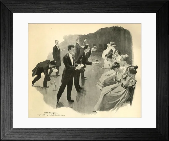 Framed Print : Refreshment Break - bringing the ladies drinks Framed Print : Refreshment Break - bringing the ladies drinks