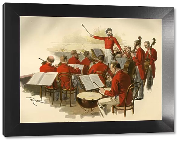 Johann Strauss conducting an orchestra