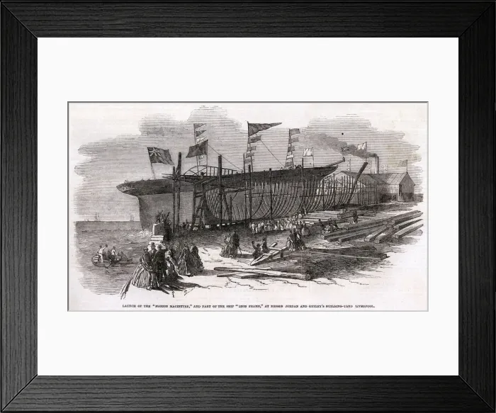 Framed Print : Launch of the Marion Macintyre and part of ship Iron Frame Framed Print : Launch of the Marion Macintyre and part of ship Iron Frame
