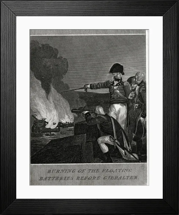 Framed Print : Burning of the Floating Batteries before Gibraltar Framed Print : Burning of the Floating Batteries before Gibraltar