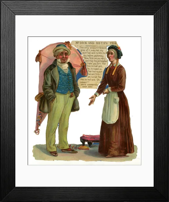 Framed Print : Dickens scrap - Mr Dick and Betsy Trotwood Framed Print : Dickens scrap - Mr Dick and Betsy Trotwood