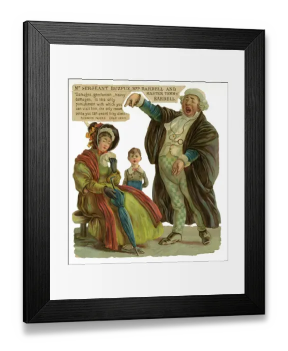 Framed Print : Dickens scrap - Mr Serjeant Buzfuz and Mrs Bardell Framed Print : Dickens scrap - Mr Serjeant Buzfuz and Mrs Bardell