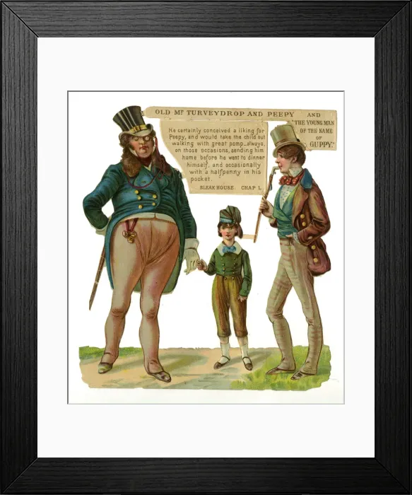 Framed Print : Dickens scrap - Old Mr Turveydrop, Peepy and Guppy Framed Print : Dickens scrap - Old Mr Turveydrop, Peepy and Guppy