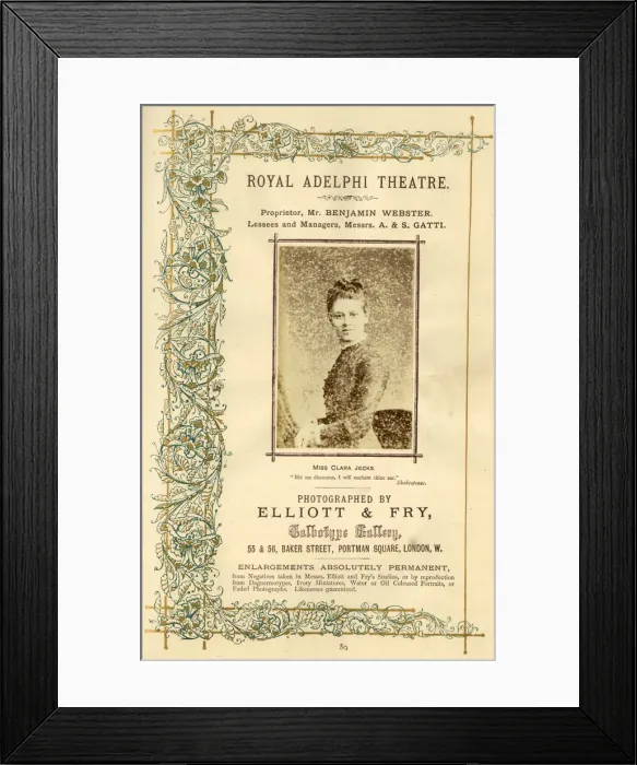 Framed Print : Clara Jecks, Royal Adelphi Theatre, London Framed Print : Clara Jecks, Royal Adelphi Theatre, London