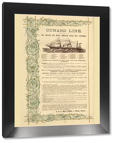 Advert, Cunard Line, Royal Mail steamers