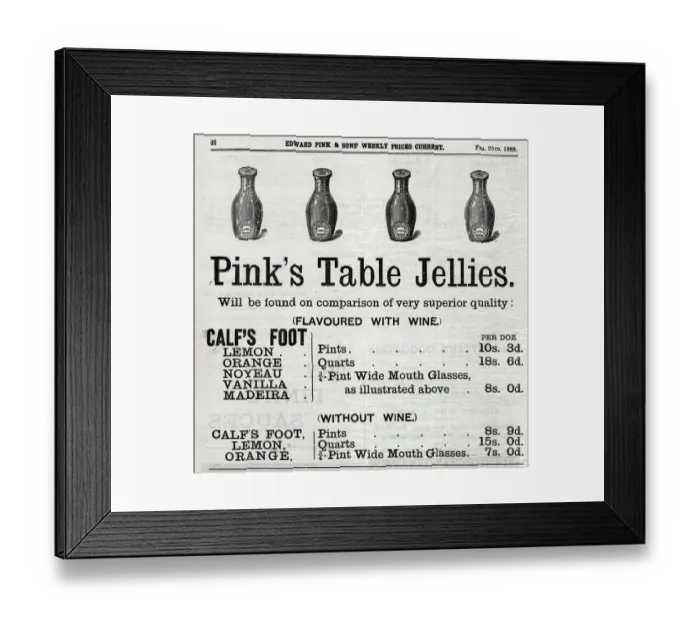 Framed Print : Advert, Edward Pinks Table Jellies Framed Print : Advert, Edward Pinks Table Jellies