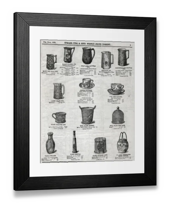 Framed Print : Edward Pink & Sons - Jugs, Cups, Saucers, etc Framed Print : Edward Pink & Sons - Jugs, Cups, Saucers, etc