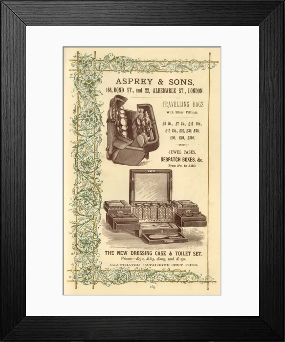Framed Print : Advert, Asprey & Sons, Travelling Bags etc Framed Print : Advert, Asprey & Sons, Travelling Bags etc