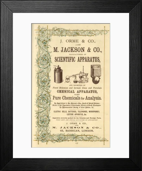 Framed Print : Advert, J Orme & Co, scientific apparatus Framed Print : Advert, J Orme & Co, scientific apparatus