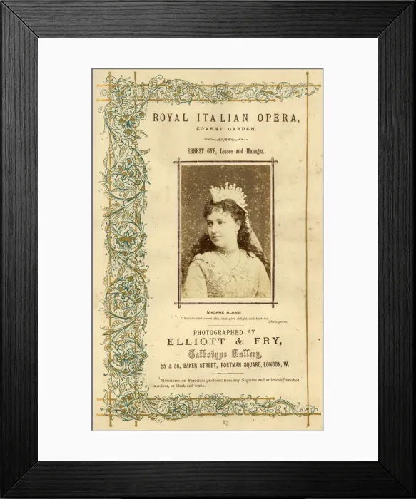 Framed Print : Madame Albani, Royal Italian Opera, Covent Garden, London Framed Print : Madame Albani, Royal Italian Opera, Covent Garden, London