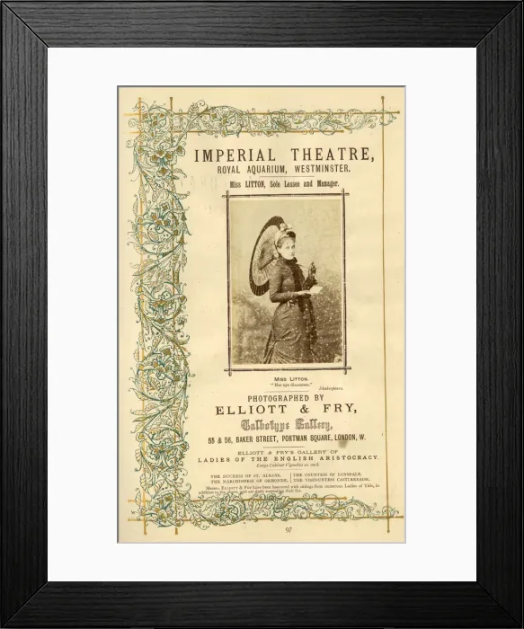 Framed Print : Miss Litton, Imperial Theatre, Royal Aquarium, London Framed Print : Miss Litton, Imperial Theatre, Royal Aquarium, London
