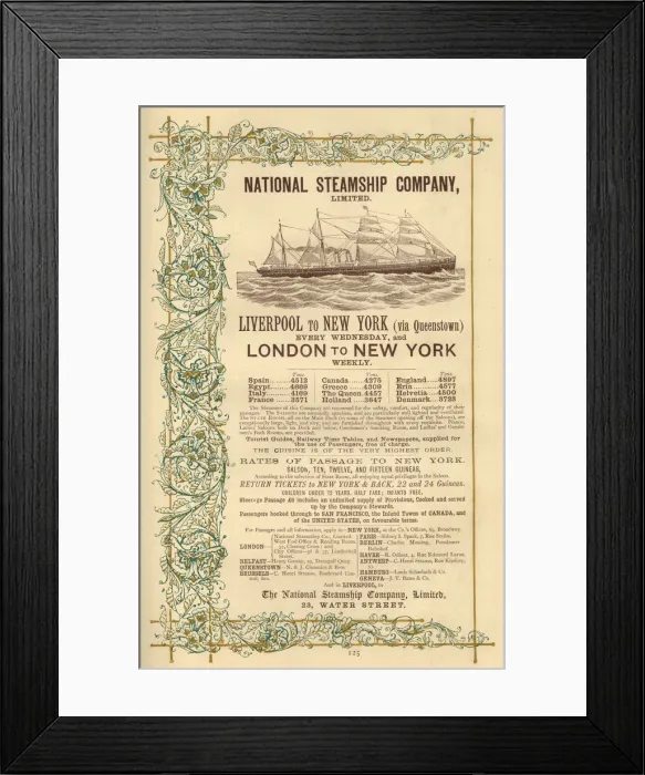 Framed Print : Advert, National Steamship Company Limited Framed Print : Advert, National Steamship Company Limited