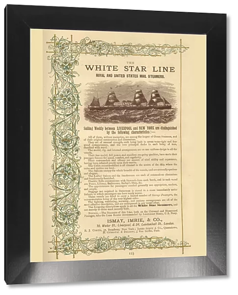 Advert, White Star Line, Royal and US Mail Steamers