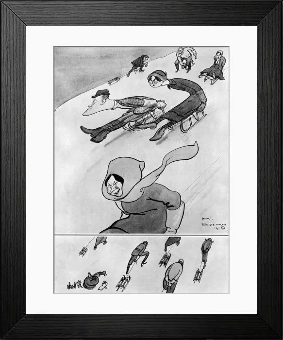 Framed Print : Sporting with Winter Sports by H. M. Bateman - Lugeing Framed Print : Sporting with Winter Sports by H. M. Bateman - Lugeing