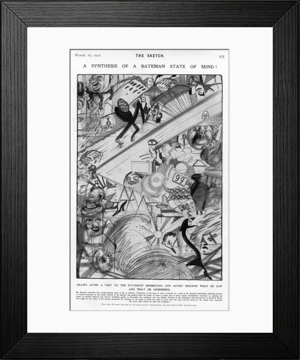 Framed Print : H. M. Bateman impressions of the Futurist exhibition