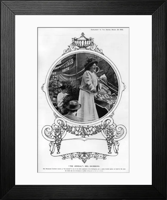 Framed Print : The General - Flora Drummond - suffrage campaigner Framed Print : The General - Flora Drummond - suffrage campaigner