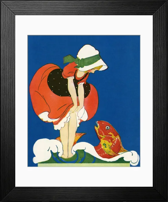 Framed Print : Pretty girl & a fish Framed Print : Pretty girl & a fish