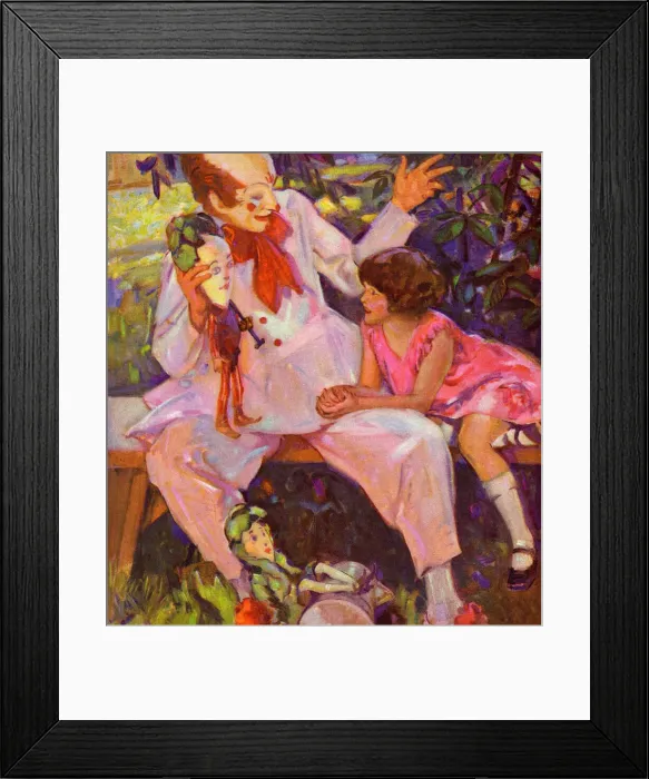 Framed Print : Children & clown Framed Print : Children & clown