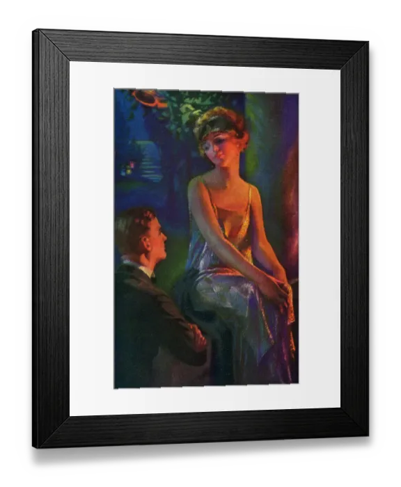 Framed Print : Couples. Young man gazing up at young lady in 1920s dress Framed Print : Couples. Young man gazing up at young lady in 1920s dress