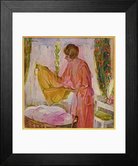 Framed Print : Folding clean washing Framed Print : Folding clean washing