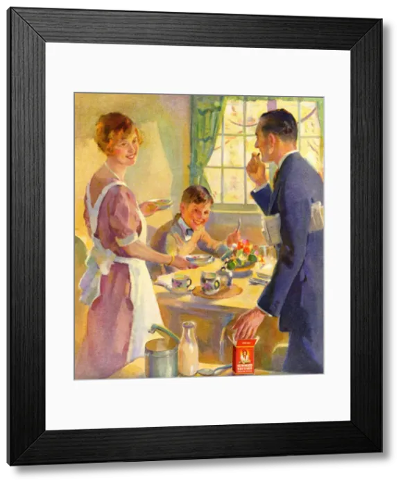 Framed Print : Family having breakfast Framed Print : Family having breakfast